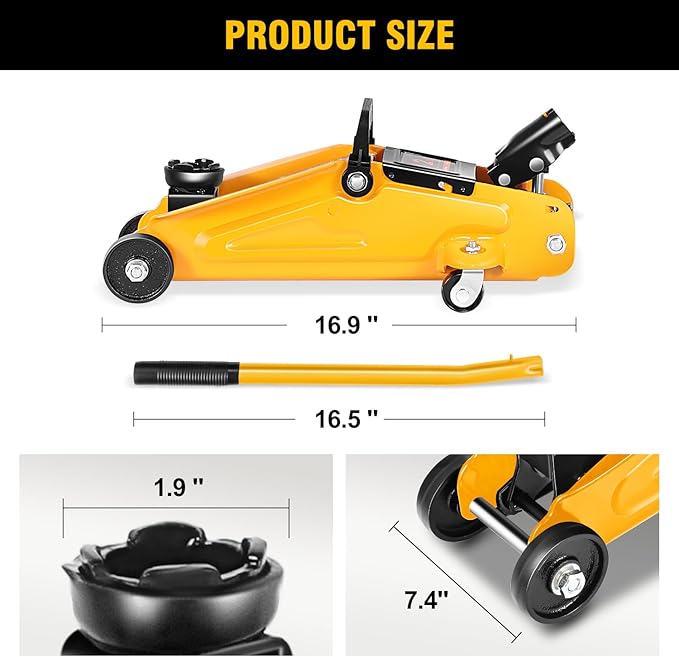 DNA Motoring 2 Ton Car Jack and Stands Kit 2T(4000 lbs) Capacity Low Profile Hydraulic Trolley Service/Floor Jack with 2 Ratchet Stands Combo for Home Garage Shop, Orange, TOOLS-00476-OG