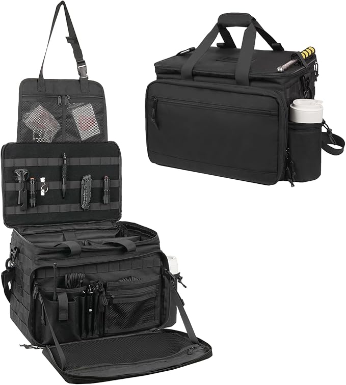 SCAVATA Patrol Bag Law Enforcement, Police Gear Car Front Seat Vehicle Organizer Bags with MOLLE System (Black)