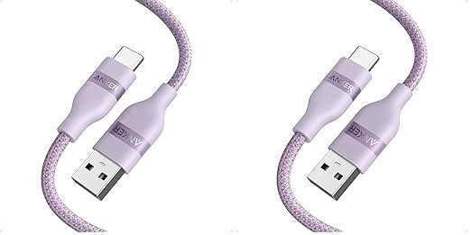 Anker Car Carplay Cable for iPhone 17 16 Pro Max Plus, Upcycled Braided USB A to USB C Car Charger Cord for Samsung Note20 and More (3FT,Violet) (Pack of 2)