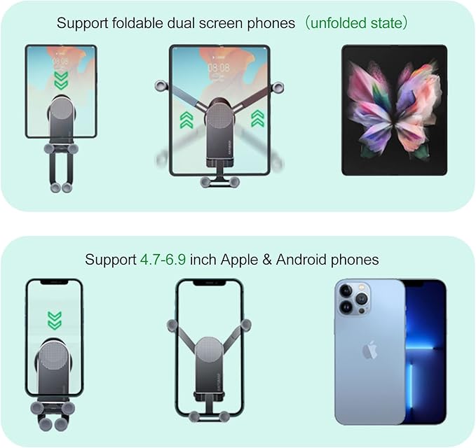 Z Fold 4 Car Mount for Dashboard Windshield Window, Aluminum 2 Mode for Samsung Galaxy Z Fold 6 5 4 3 2 Accessories and iPhone 16 15 Pro Max