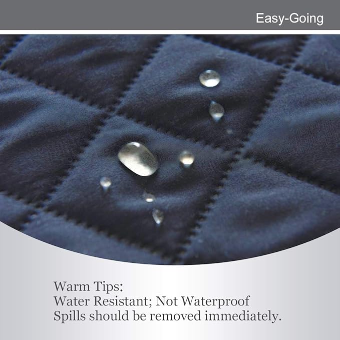 Easy-Going 4 Seater Sofa Slipcover Reversible Sofa Cover Water Resistant Couch Cover with Foam Sticks Elastic Straps Furniture Protector for Pets Children Dog Cat (XX-Large, Dark Blue/Light Blue)