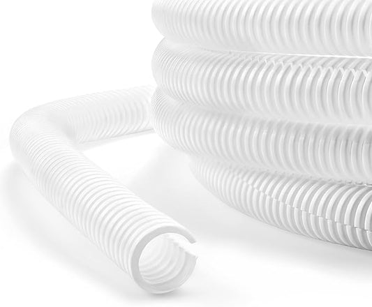 Cable Management, 10ft 1/2” Wire Loom Tubing Cord Protector, White Cable Sleeve Wire Wrap, Cord Wrap for Computer Cord Organizer, Office, Home, ect