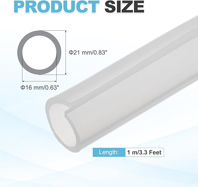 MECCANIXITY 1 m Split Silicone Cable Sleeve Tubing, ID 16mm Clear Split Silicone Tube Cord Organizer Wire Shielding Sheathing Wrap for USB Charge Power Cord Audio Video Cable