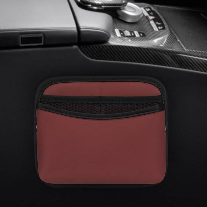 Accmor Universal Car Side Pocket Organizer, PU Leather Pouch for Car Seat, Door, Window, Console, Cards Trash Cell Phone Sunglasses Holder, Car Accessories, Red