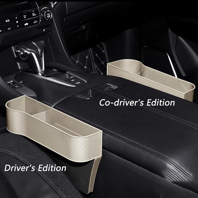 Car Seat Gap Filler Organizer for Toyota Corolla Cross XG10 2021-2025, Between Seat Console Prevents Items from Falling Auto Console Side Storage Box,Beige-Main Driver