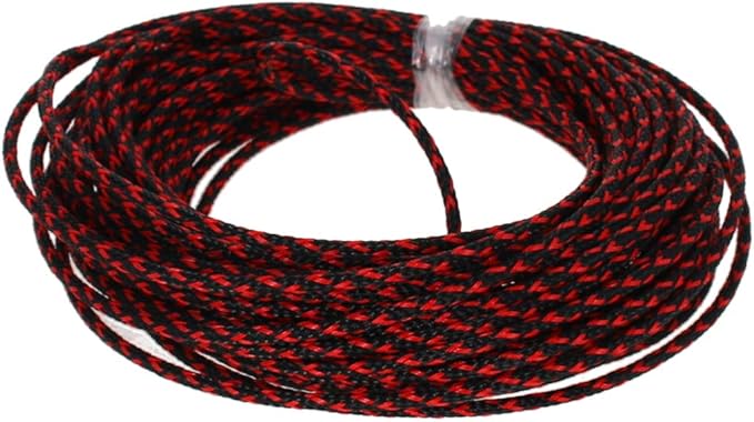 Aicosineg 32.81ft PET Flexible Braided Cable Sleeve 0.12inch Width Wire Loom Sleeving and Organizer Flexible Wire Mesh Sleeve Wrap Protector for TV Audio PC Cords from Pets Chewing Black and Red