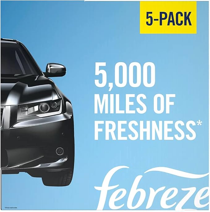 Febreze Car Air Freshener, Set of 5 Clips, Linen & Sky - up to 150 Days
