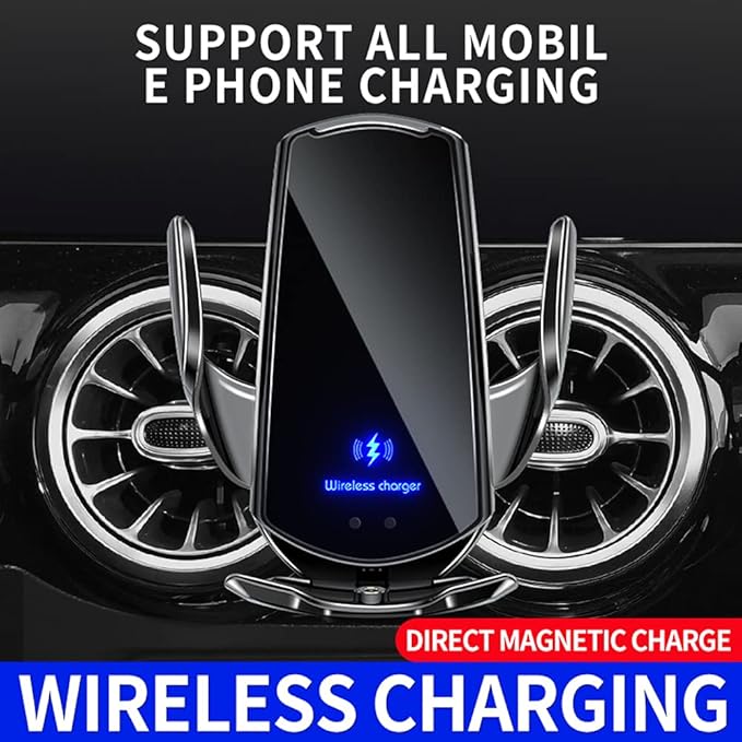 Q3 Smart Sensor Car Phone Wireless Charger,15W Qi Fast Charging Auto-Clamping Car Holder, Air Vent Phone Holder，for iPhone17/16/15/14/13/12series,and All Qi Enable Android Cellphone (Q3-Black)
