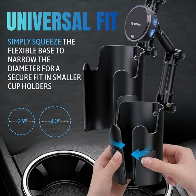 Esoulk [2026 Upgraded] Qi2 25W Fast Wireless Car Charger with Cooling Fan, Cup Holder Phone Mount with Adjustable Long Arm, Magnetic Fast Charging Holder for iPhone & Android