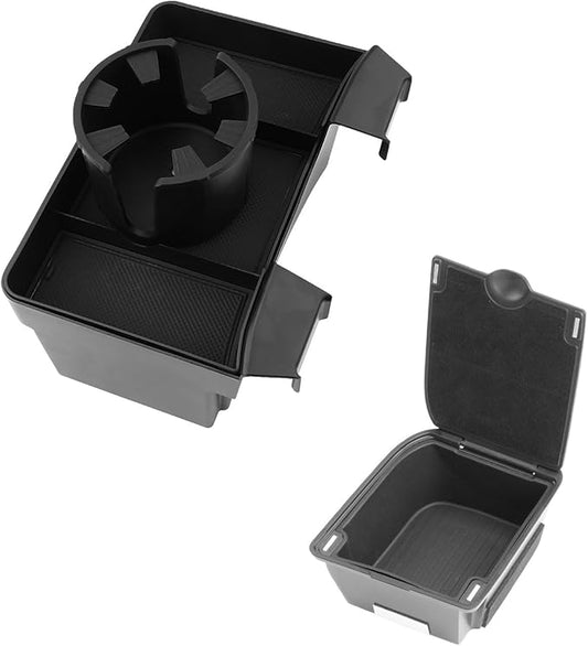 Center Console Hanging Organizer Box w/Cup Holder & Coin Box Compatible with 2019-2026 Chevy Silverado/GMC Sierra 1500 & 2020-2026 Silverado/Sierra 2500HD 3500HD Accessories (Split-Bench Folding Seat)
