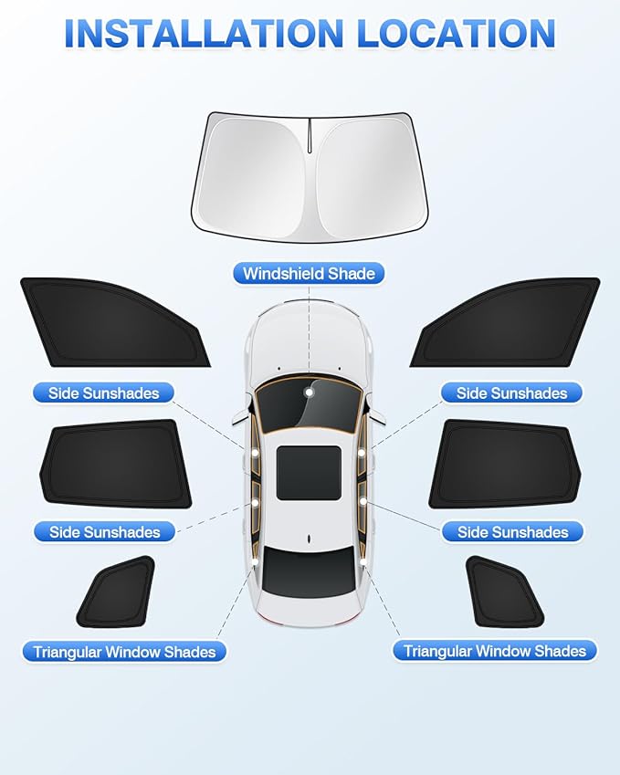 Canvcle Sunshades for 2025 2026 BMW X3 Accessories Windshield Sun Shade Side Rear Window Shade Cover Sun Visor Shield Privacy Protection for Camping Keep Vehicle Cool Black 7PCS
