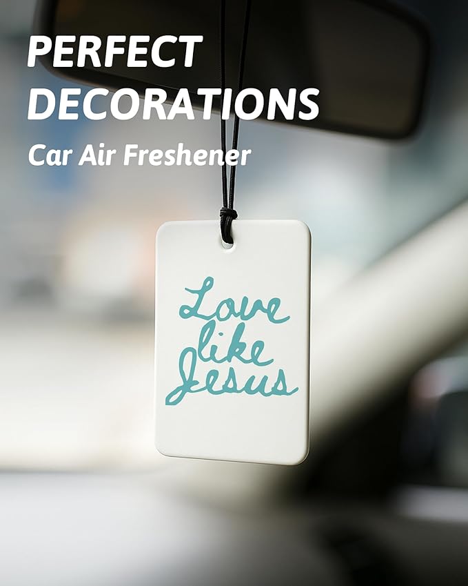 Cyan Christian Car Air Freshener 4 Pcs, Girly Pink Bow Floral Religious Hanging Air Freshener for Cars Closet Drawer Books, Cute Preppy Christian Car Accessories Mirror Decor for Women