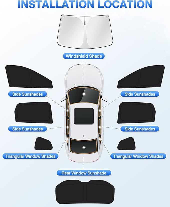 Canvcle Sunshades for 2021-2025 2026 Nissan Rogue (NOT for Nissan Rogue Sport) Accessories Windshield Sunshade Side Rear Windows Sun Visor Privacy Protection Keep Vehicle Cool Black 8PCS