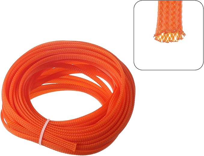 Aicosineg 32.8FT Cable Sleeve PET Braid Cable Sleeving Flexible Wire Mesh Sleeve Wire Braided Protective Sleeve for Cable Solid Tube Power Cord Protection Flame Retardant Cable Manage Orange