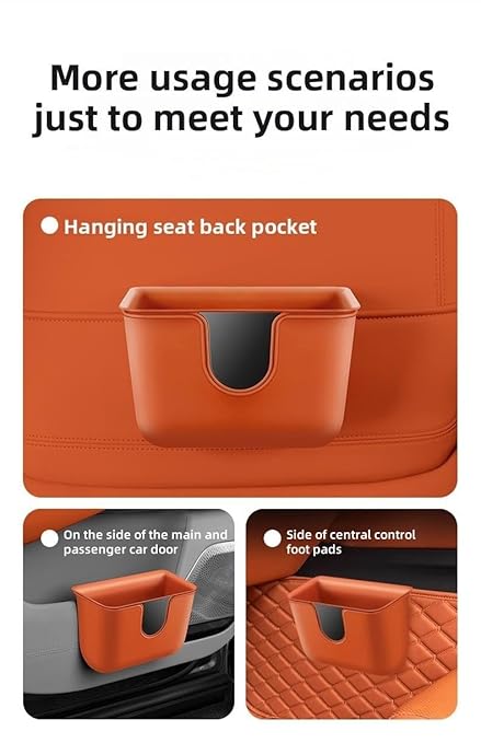 Car Trash Can Storage Pockets - 100% Leak-Proof Organizer,Car Seat Back and Door Hanging Storage,Two Levels Above and Below (White)
