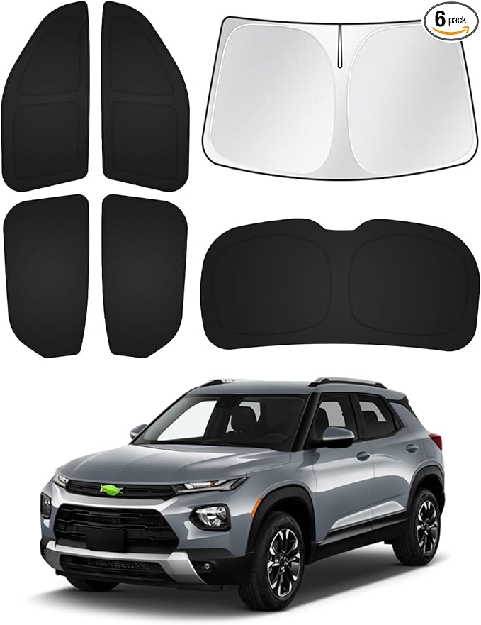 Canvcle Sunshade for 2021-2025 2026 Chevrolet/Chevy Trailblazer Windshield Sun Shade Side Rear Window Shade Cover Sun Visor Shield Privacy Protection Keep Vehicle Cool Black 6PCS