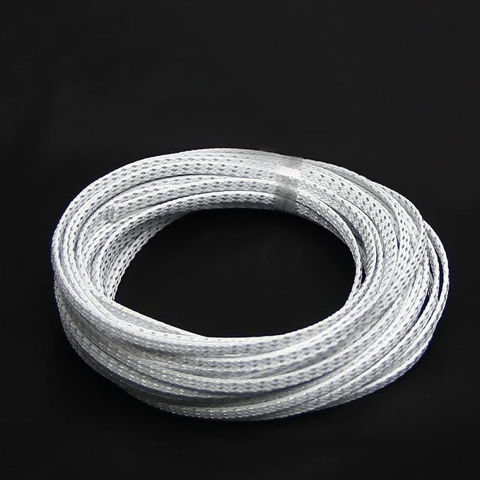 Aicosineg Cable Sleeve Braided Sleeving PET Wire Loom Tubing Cable 32.81ft-1/6inches Wrap Protector for HiFi Audio and Video Headphone Cable Protect Wires from Chewing of Pets Silver