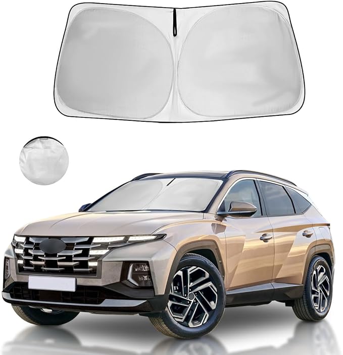 Windshield Sun Shade for Hyundai Tucson Accessories Foldable Window Sunshade Fit 2026 2025 2024 2023 2022 Hyundai Tucson Front Window Shade Sun Visor Blocks UV Keep Car Cooler