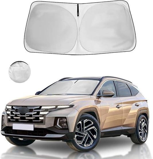 Windshield Sun Shade for Hyundai Tucson Accessories Foldable Window Sunshade Fit 2026 2025 2024 2023 2022 Hyundai Tucson Front Window Shade Sun Visor Blocks UV Keep Car Cooler