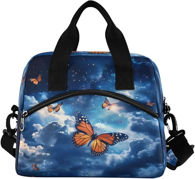 Lunch Bag for Kids Butterfly Sky Cooler Lunch Box Large Capacity Lunch Organizer for Boys Girls