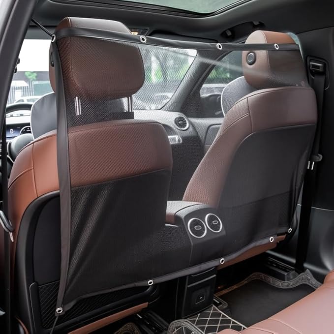 Dog Car Barrier for KIA Telluride 2018–2025, Universal Adjustable Breathable Mesh Pet Divider Keeps Pets Safe in Back Seat Quick Installation