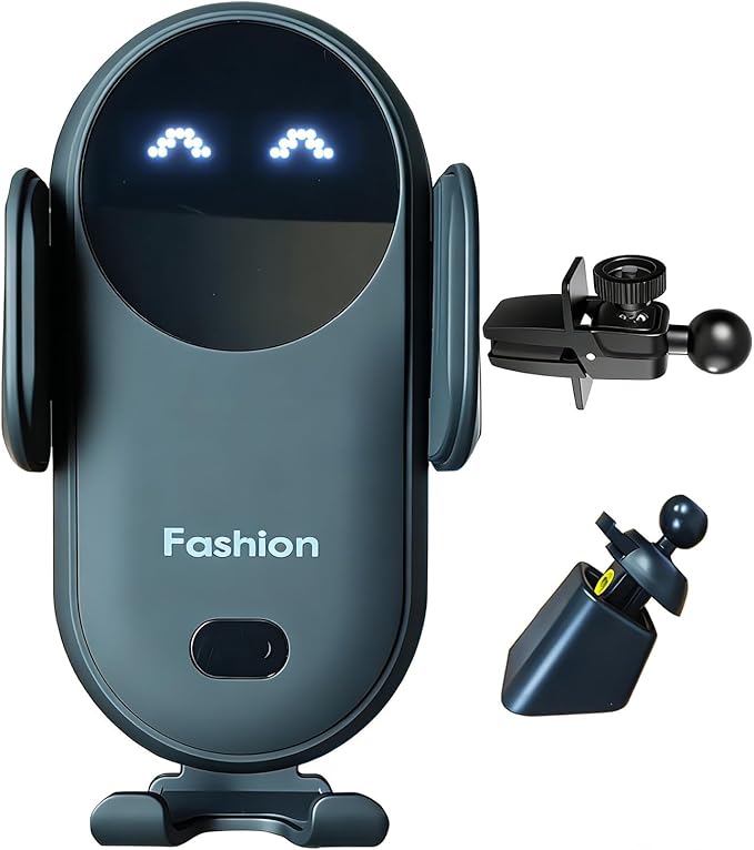 Wireless Car Charger Mount, Cute Car Phone Holder, Automatic Clamping Air Vent Dashboard Smart Phone Holder for iPhone 15/14/13/12/11//XS/XR/8, Samsung S23/22/21/20/Note 20, etc (Black)