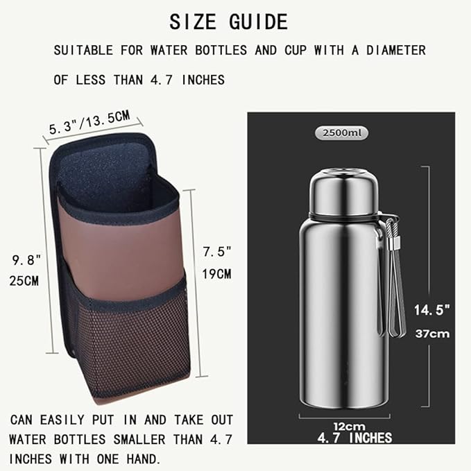 2 in 1 Large Cup Holder, 80 oz Auto Water Bottle Holder Bag, Bottles & Big Drinks. Hanging Multi-Function Mini Car Seat Side Organizer, Phones, Stuff Holder with Mesh Pocket for Cars, SUV & Truck