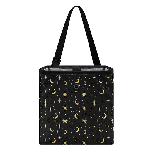 Moon Stars Starry Night Pattern Garbage Bag and Water Resistant Trash Can for Car, Leakproof Trash Can for SUV Truck Car Accessories