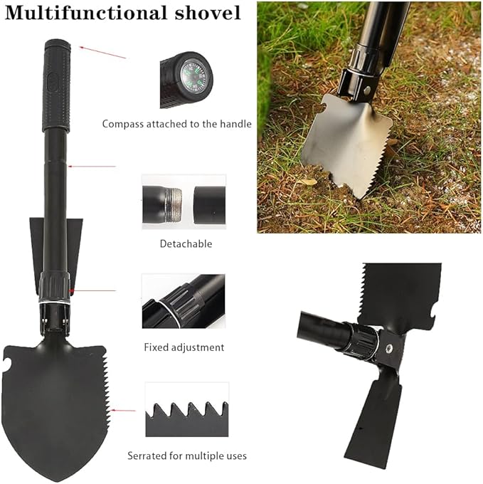 LIANXIN Emergency Roadside Kit for Car - Roadside Safety Tool Kit,with Jumper Cables Car Kit Headlamp Folding Shovel Safety Hammers Tow Rope, Emergency Roadside Car Kit