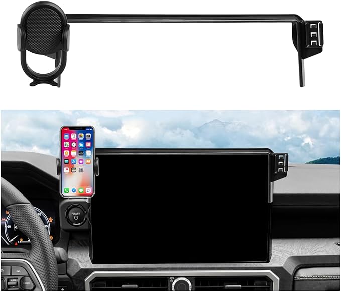 Autorder Car Phone Holder for 2024-2025 2026 Toyota Tacoma/2025-2026 4Runner Accessories Phone 360° Rotation Mount Cell Phone Stand Hands-Free Shockproof Not Block Air Outlet(Only fit 14'' Screen)
