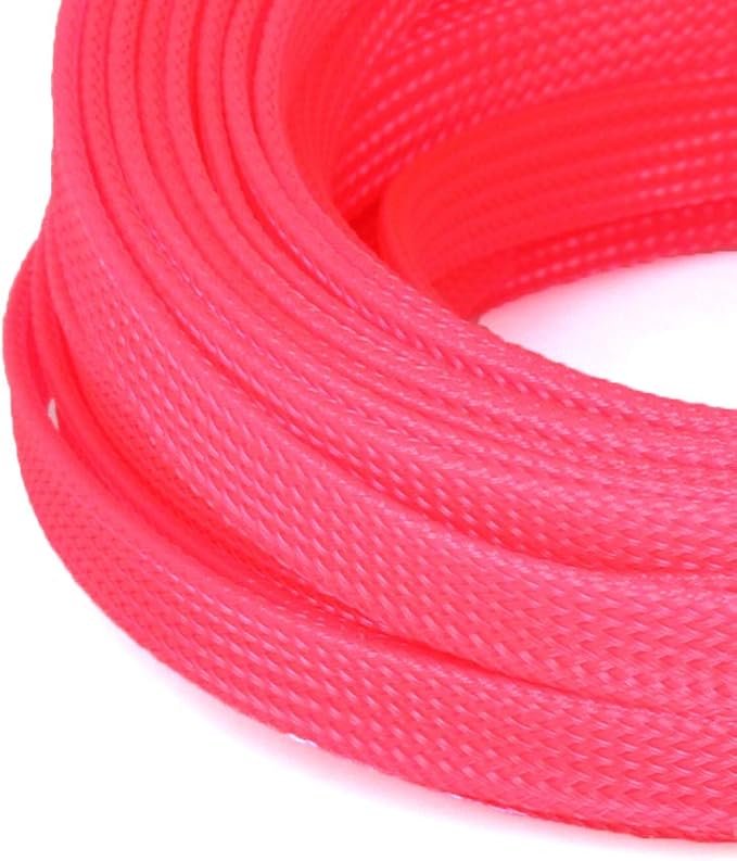 Aicosineg 32.81FT PET Braid Cable Sleeving Flexible Wire Mesh Sleeve Wire Braided Protective Sleeve 0.4inch Wrap Protector for Power Cord Protection Flame Retardant Cable Manage Pink