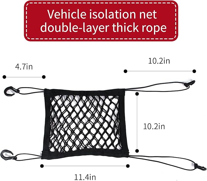 Black Car Pet Barrier Net, Double Layer Design, Universal Car Seat Divider for Most Cars, SUVs, Trucks