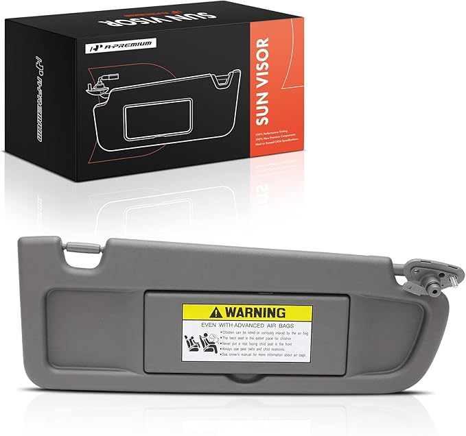 A-Premium Passenger Right Side Sun Visor Compatible with Honda Civic 2006 2007 2008 - with Vanity Mirror, Dark Gray Color - Replaces 83230-SNA-A01ZA, 83230SNAA01ZA
