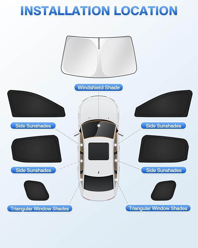 Canvcle Sunshades for 2025 2026 Nissan Kicks Accessories Windshield Sun Shade Side Rear Window Shade Cover Sun Visor Shield Privacy Protection for Camping Keep Vehicle Cool Black 7PCS