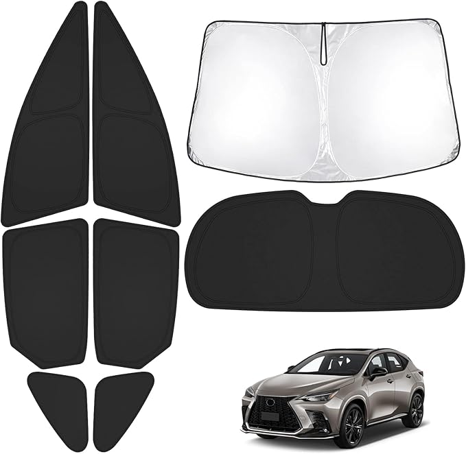 T TGBROS Windshield Sun Shade for Lexus NX 2022-2025 2026 Car Window Shades Thicken UV Block and Blackout Privacy Foldable Sunshades 8PCS Accessories Keep Cool Sun Visor Covers