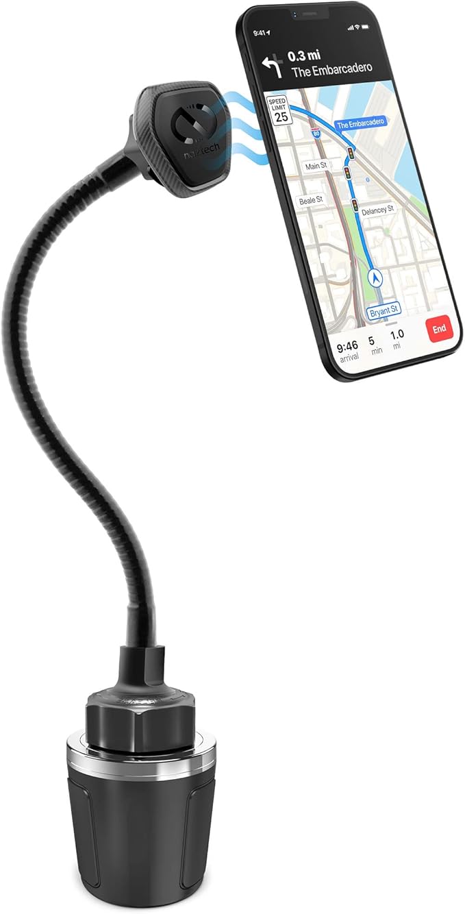 Naztech MagBuddy Elite XL Cup Cell Phone Holder for Car - Black Gooseneck Magnetic Stand Cup Phone Holders for Your Car Cellphone Holder Mount for Truck, Auto Seat Cupholder Mount for iPhone, Android