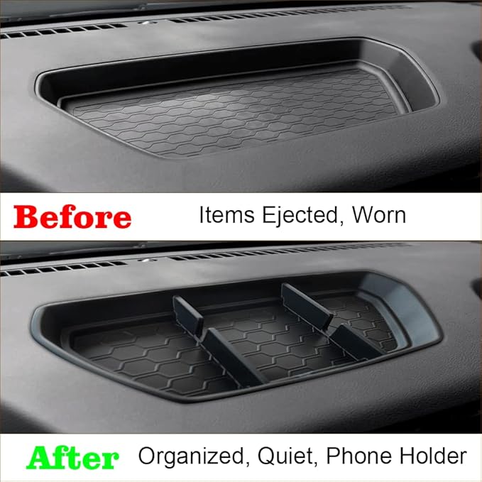 Muslogy Compatible with Nissan Frontier 2024 2023 2022 Accessories Dashboard Insert Tray Storage Box Phone Holder Non-Slide Silicone Rubber Interior Organizer (Won't Fit 2025 Frontier)