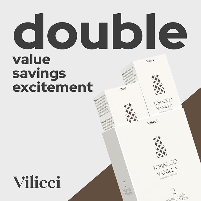 Vilicci Tobacco Vanilla Car Fragrance (pack of 2) – Premium Auto Perfume & Car Air Freshener | Sophisticated & Timeless Scent | Long-Lasting (Up to 120 Days) | Odor Eliminating | Vegan, Cruelty-Free