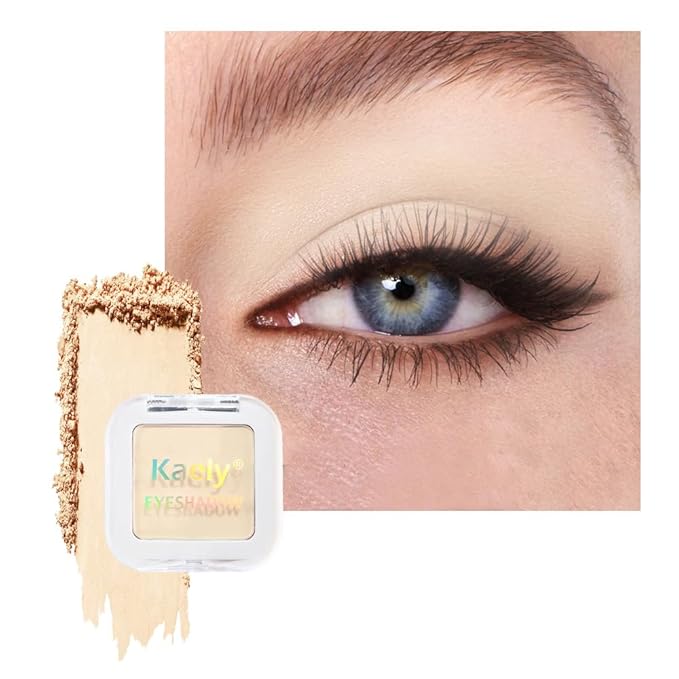 Kaely Pressed Single Eyeshadow Makeup, Vanilla Nude Beige Matte Highly Pigmented Monochrome Eye Shadow Palette, Waterproof Neutral Powde Mini Eyeshadow, sombras para ojos, Lightweight Blendable, 17