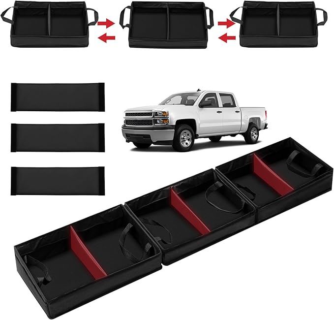 Chevrolet Silverado 1500 2500 /GMC Sierra 2011-2025 Truck Under Bench Seat Storage with Removable Divider 600D Oxford Cloth, truck accessories Mesh Organizer