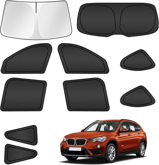 T TGBROS Windshield Sun Shade for BMW X1 F48 2016 2017 2018 2019 2020 2021 2022 Car Window Shades Thicken UV Block and Blackout Privacy Foldable Sunshades 10PCS Accessories Keep Cool Sun Visor Covers