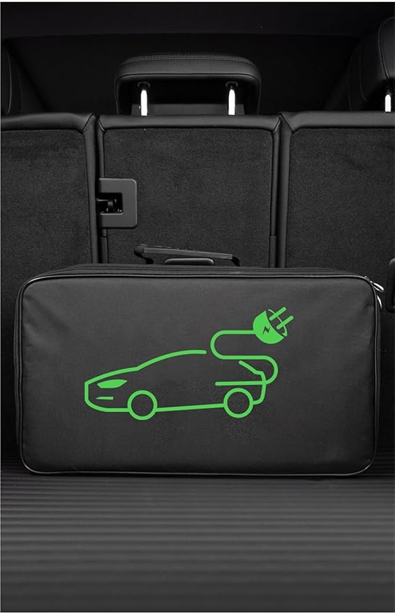 Portable EV Charger Storage Bag, Waterproof Oxford Fabric Organizer for Electric Vehicle Charging Cable, Holds 10 Meter Cord(Square)