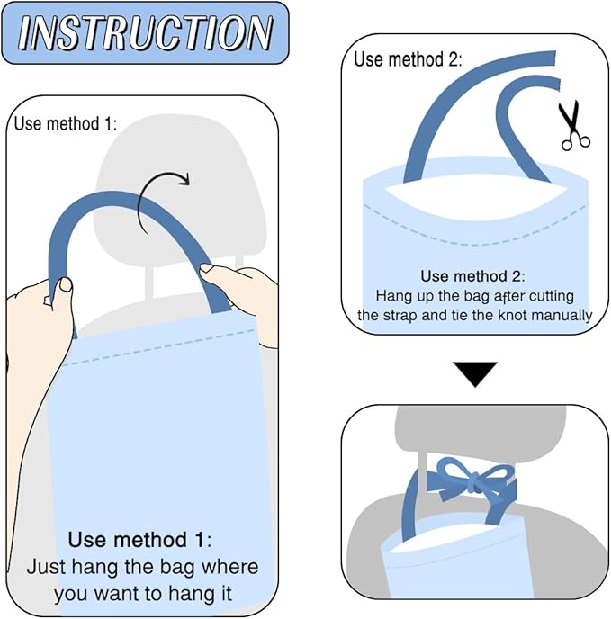 Car Trash Bag Hanging No Snap Small Garbage Bag for Car Back Seat Cute Printed One-handed Strap Trash Bags Car Accessories-Strawberry Car Trash Bags