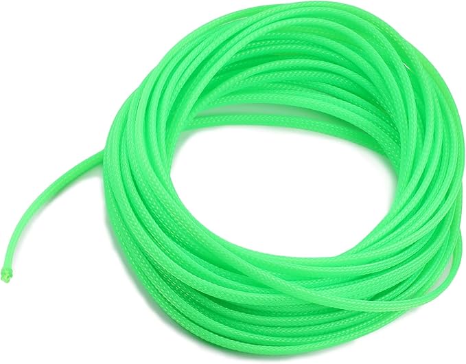 Aicosineg 32.81ft PET Flexible Braided Cable Sleeve 0.16inch Width Wire Loom Sleeving and Organizer Flexible Wire Mesh Sleeve Wrap Protector for TV Audio PC Cords from Pets Chewing Green