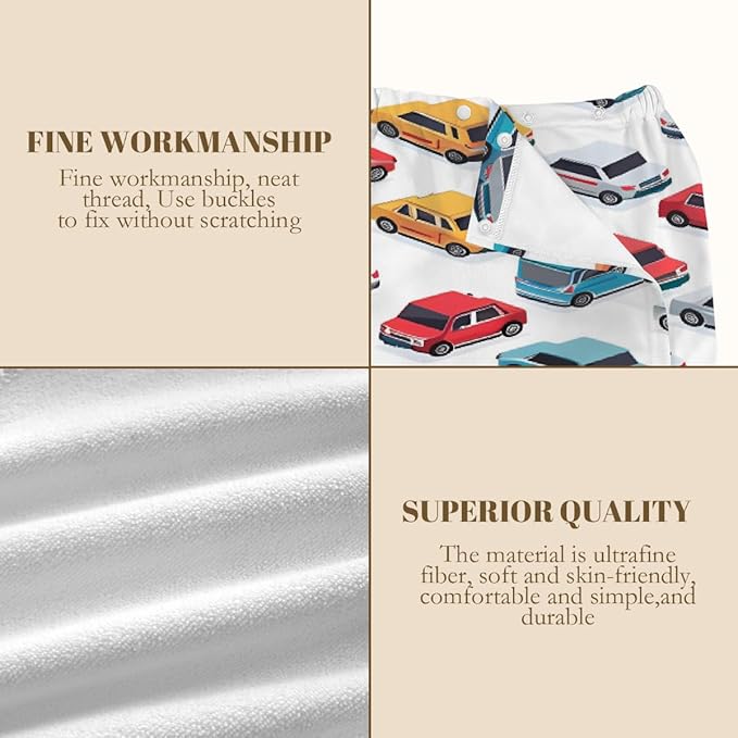 Women's Bath Wrap Colorful Cars Pattern Print Absorbent Shower Spa Body Bath Robe Wraps Bathrobe Towel with Adjustable Closure