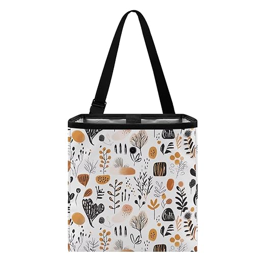 Boho Abstract Geometric Art Car Trash Can for Back Seat Car Accessories for Women Men Leakproof Auto Garbage Cans Hanging Trash Bin for Car Water-Resistant