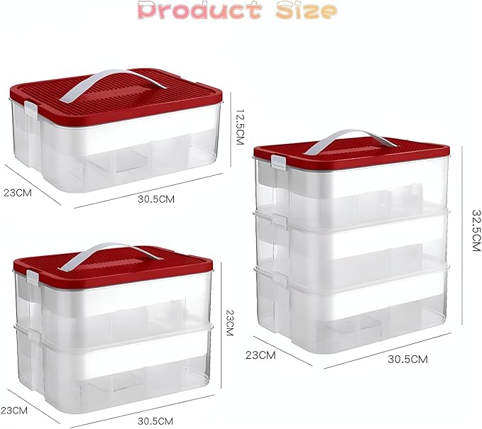 Toys Organizer Storage Case for Lego Box Kids Toy Stackable Building Blocks with Lids Bins Adjustable Lego Storage Containers Plastic Toy Box Red 2 Layers