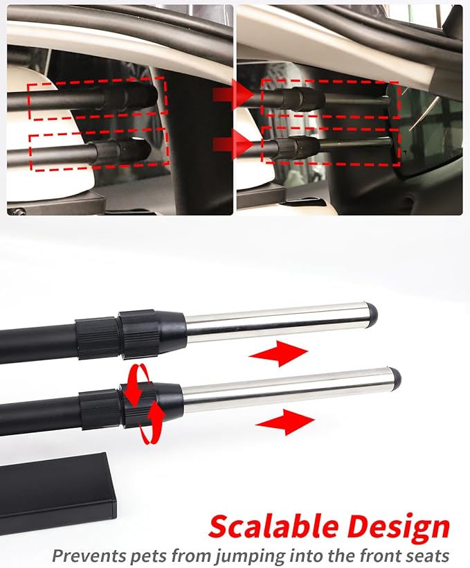 Model y Dog Barrier, Dog Car Barrier Car Pet Barrier Compatible with Tesla Model Y, Adjustable Large Pet Protective Barrier Anti-bite Heavy-Duty Metal Stainless Steel for Dog Travel Accessories