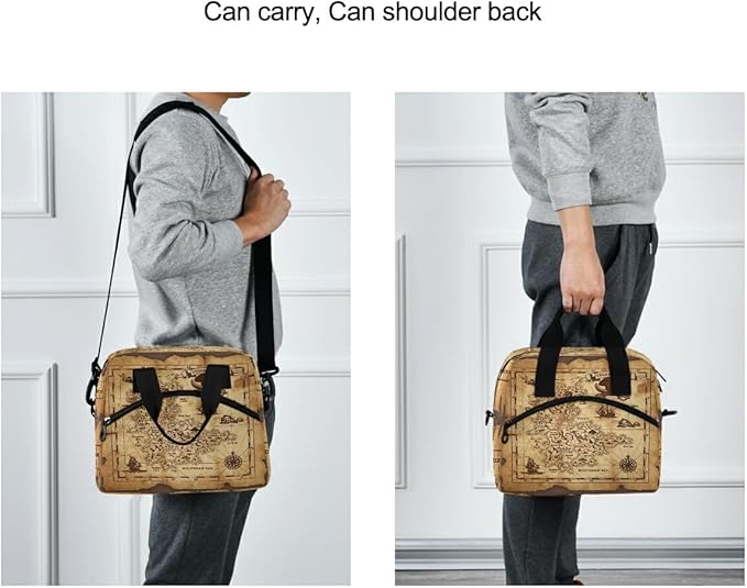 Lunch Bag for Kids Pirate Treasure Map Insulated Cooler Lunch Box Large Capacity Lunch Organizer for Boys Girls