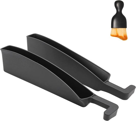KM Legend 2 PCS Black Car Seat Gap Filler Organizer with Free Cleaning Brush, Multifunctional Storage Box with Reserved Data Cable Charging Port, Universal Fit for Cars and SUVs